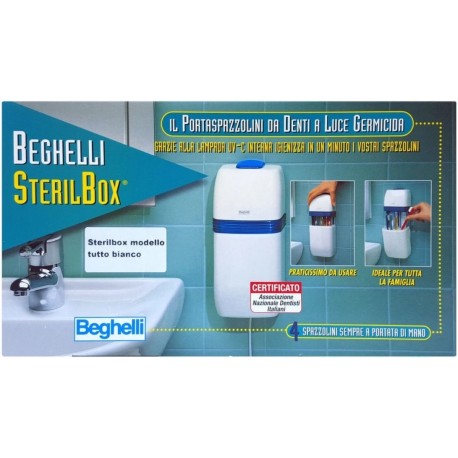 Beghelli SterilBox Portaspazzolini da Denti a Luce Germicida - Bianco (986/P)